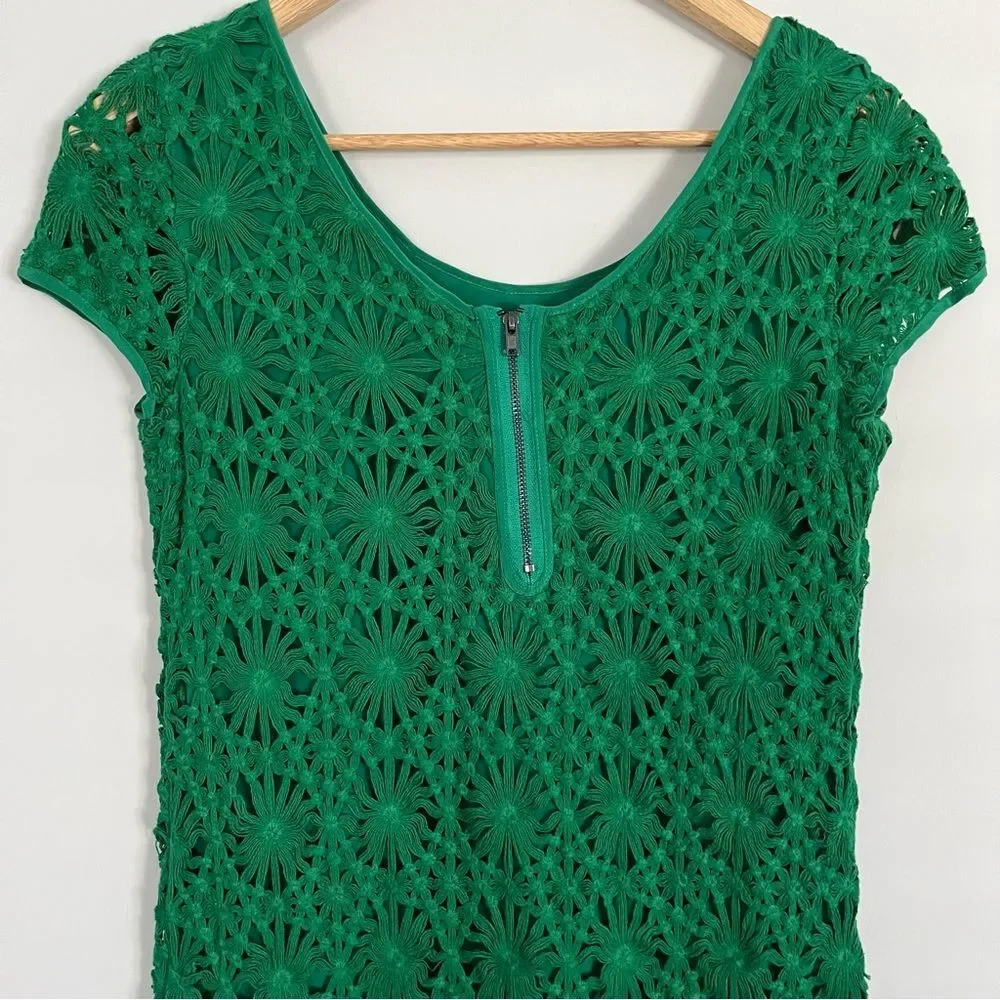 Anthropologie Cluny by Cynthia Steffe Green Crochet Lace Mini Dress, Size 2 NWOT